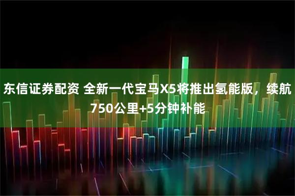 东信证券配资 全新一代宝马X5将推出氢能版,续航750公里+5分钟补能